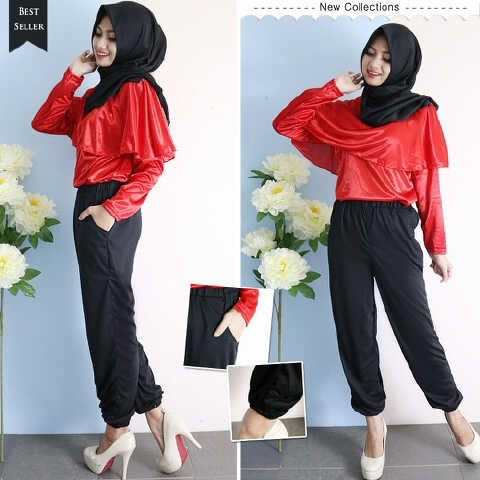 Setelan Wanita Saten Kekinian Terbaru 2022 Setcel Stelan Celana Panjang Kerja Formal Kantor Kantoran