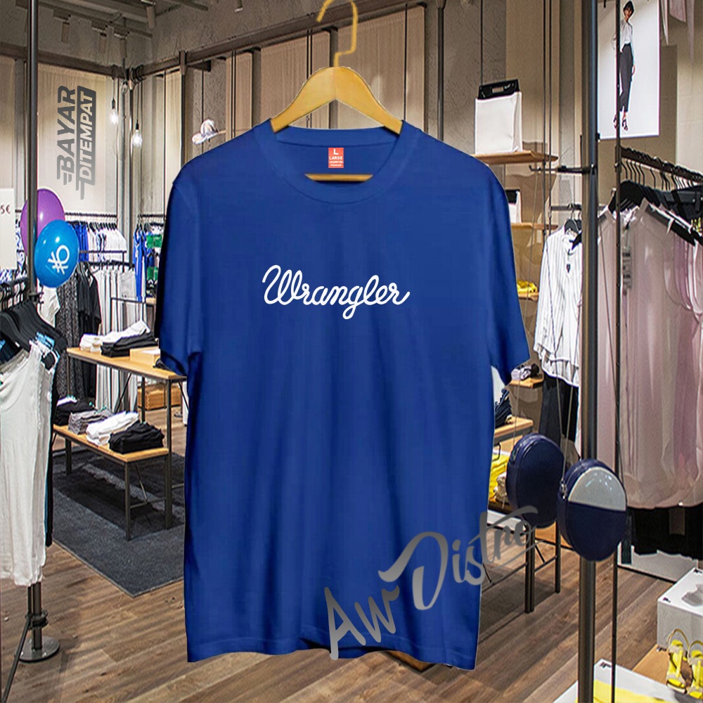 COD Baju Kaos Distro Wrangler White Premium Quality Lengan Pendek Kaos Tulisan Kaos Kata-Kata Kaos Sablon