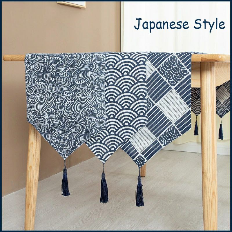 TAPLAK MEJA MOTIF INTERIOR JEPANG BAHAN KANVAS WATERPROOF DESIGN MINIMALIS KEKINIAN