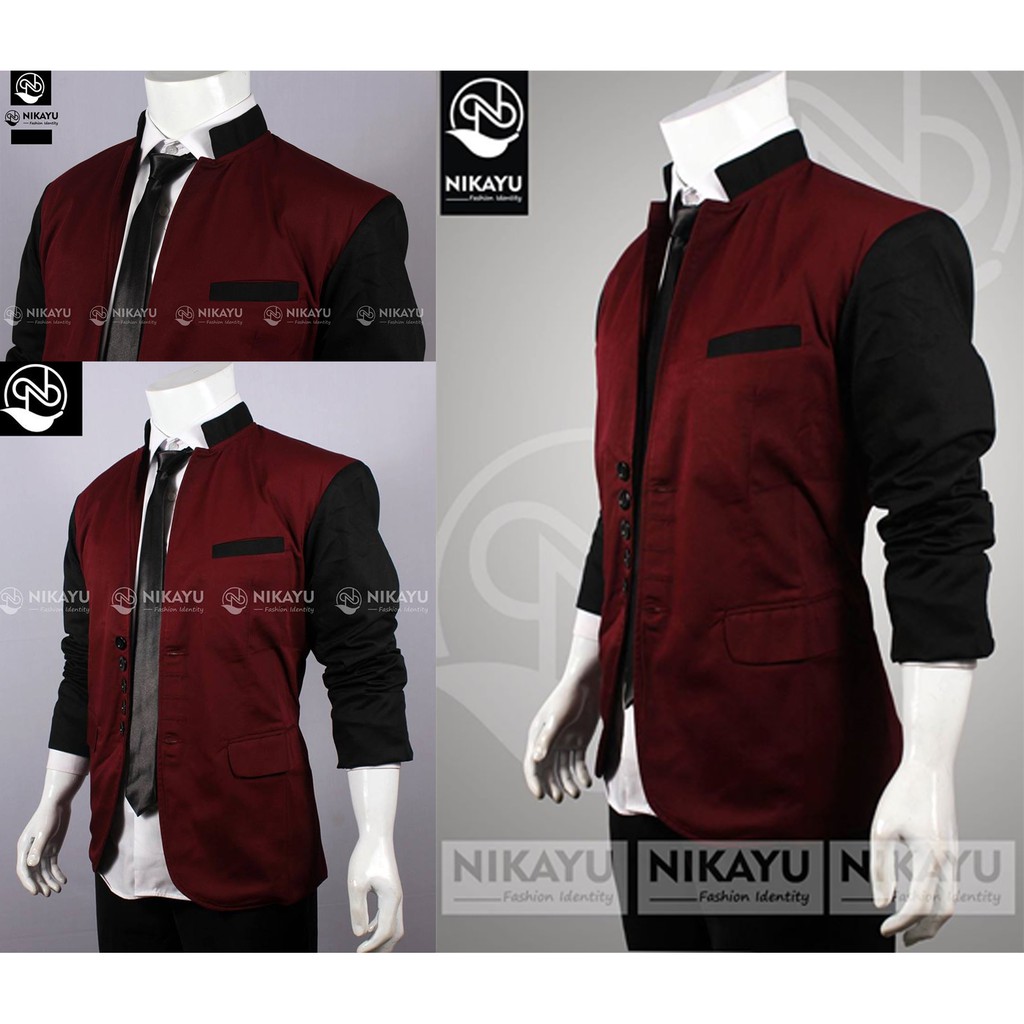 JAS PRIA RAIN MAROON - BLAZER COWOK SEMI FORMAL SLIMFIT KOREA BAHAN HIGH TWIST TERBAIK