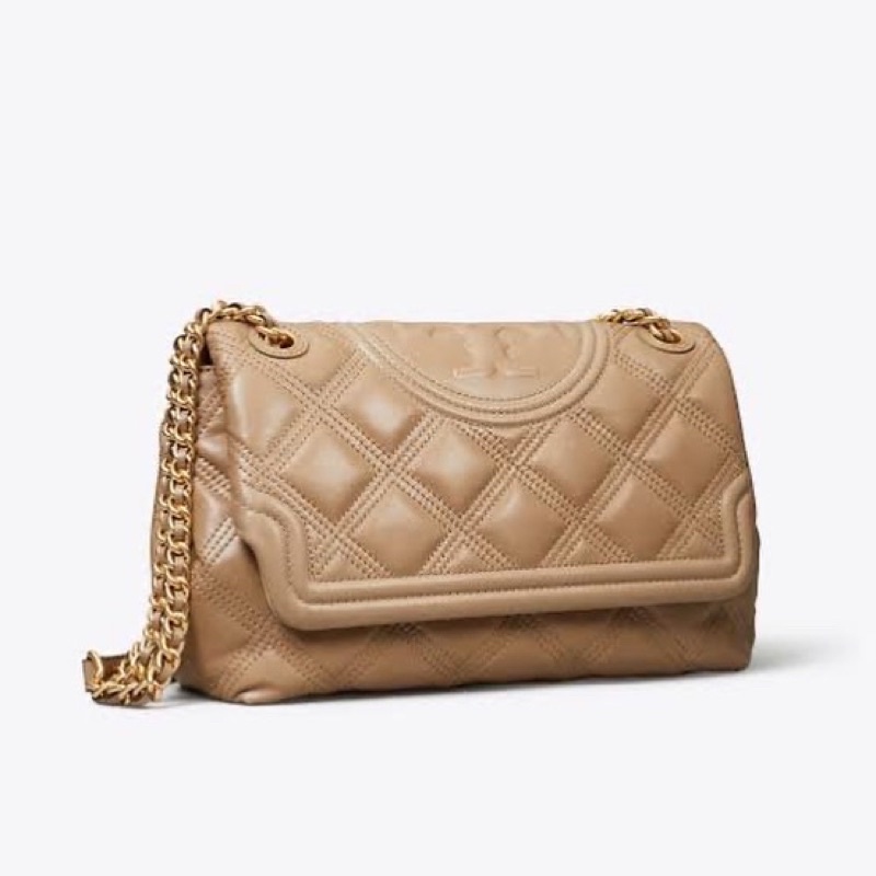 TORY BURCH TB FLEMING SOFT GLAZED MEDIUM CONVERTIBLE SHOULDER BAG ALMOND FLOUR