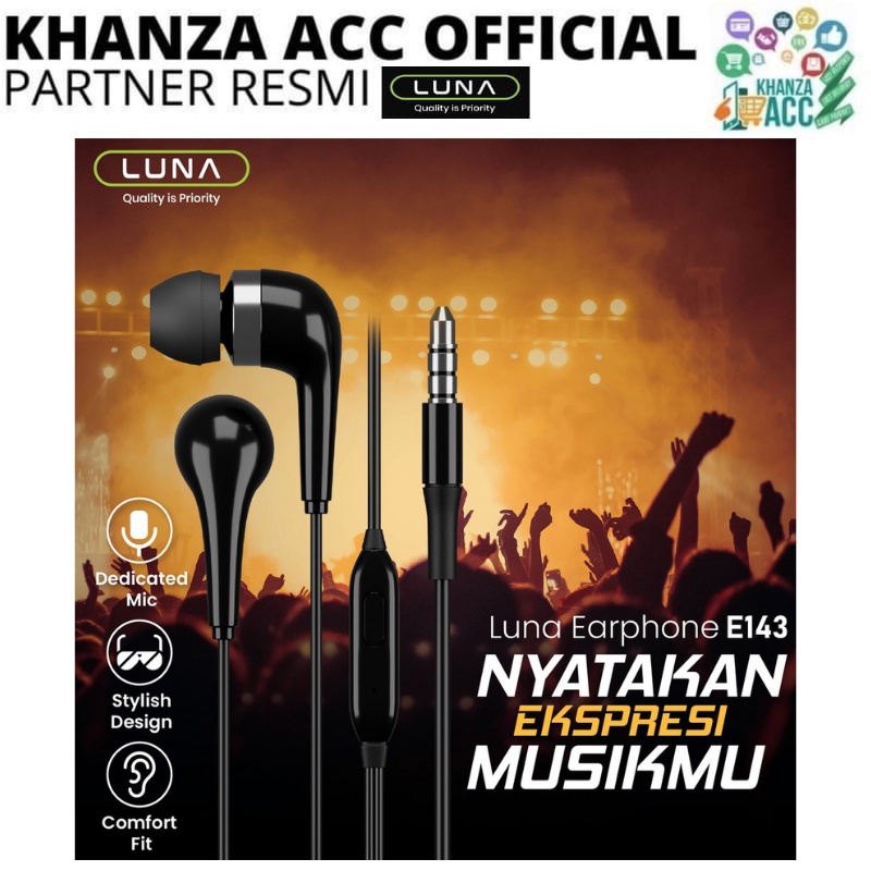 KHANZAACC Earphone Luna E143 Wired Headset Stereo Original