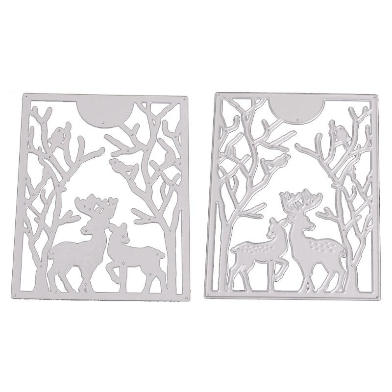 Cetakan Stensil Cutting Dies Motif Rusa Natal Bahan Metal Untuk Scrapbook / Craft Diy