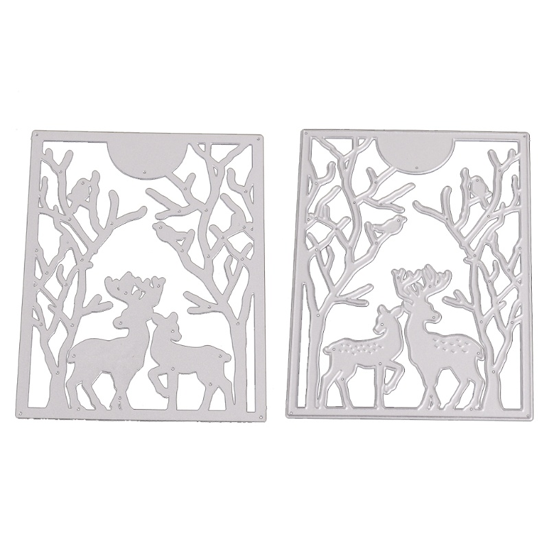 Cetakan Stensil Cutting Dies Motif Rusa Natal Bahan Metal Untuk Scrapbook / Craft Diy