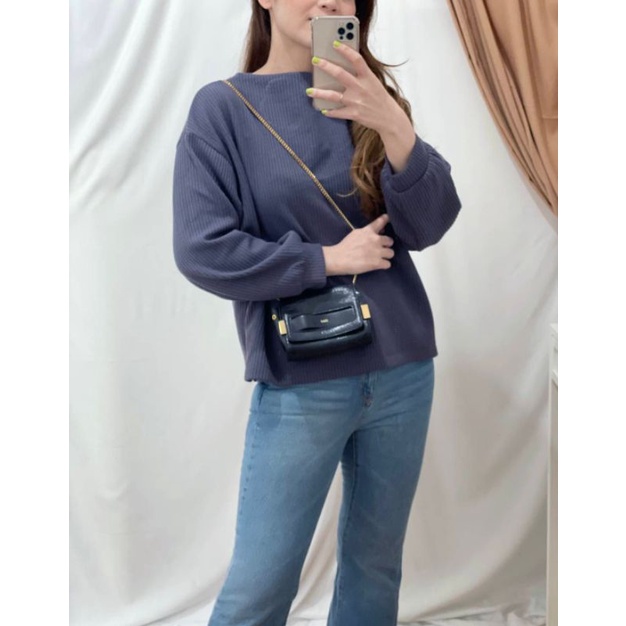 uniqlo textured high neck puff sweater