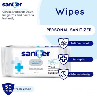 Tisu Basah Saniter Tissue - Disinfektan Anti Bacterial Sanitizer wet Wipes Tisue