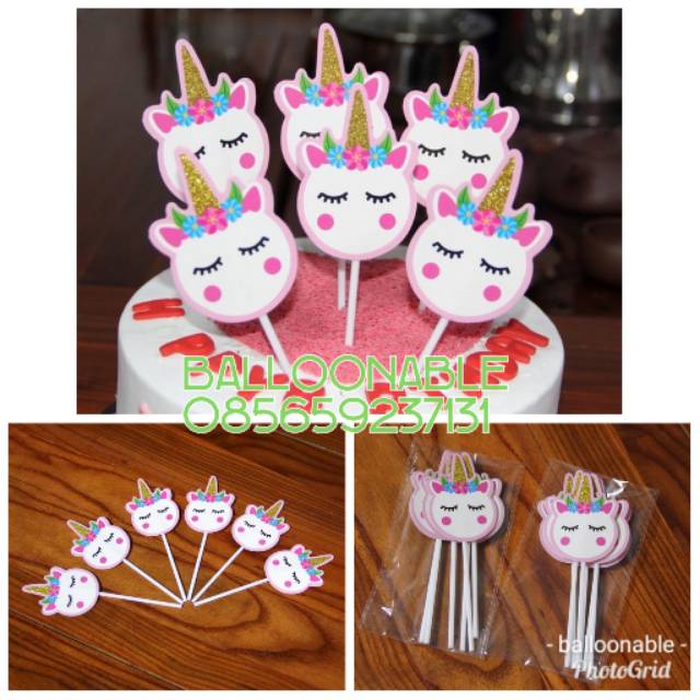 Happymunday  Cake Topper Head Unicorn isi 6