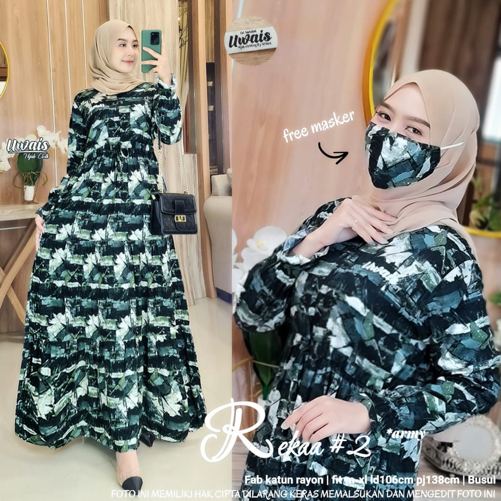 Rekaa #2 Gamis Rayon Busui by Uwais | Free Masker