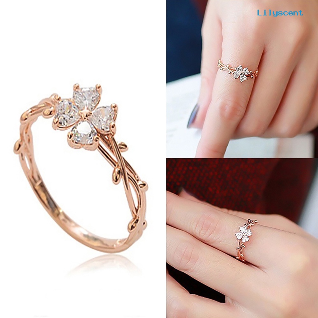 Ls Cincin Bahan Alloy Aksen Berlian Imitasi Untuk Wanita