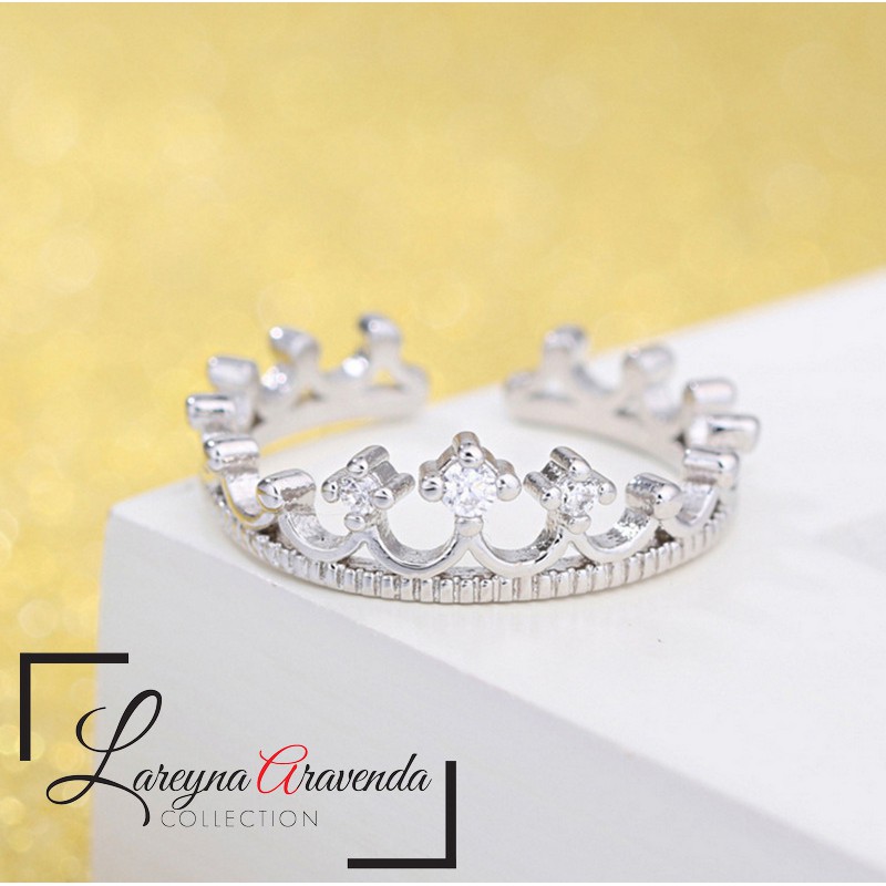 Cincin Titanium Wanita Model Mahkota Kristal Crystal Swarovski CC045
