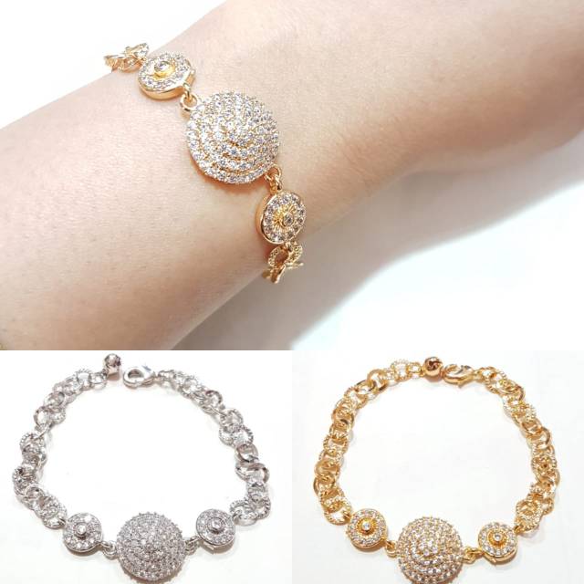 Gelang Zircon Premium Lapis emas tidak karatan dan anti alergi Bracelet Premium Quality 0293