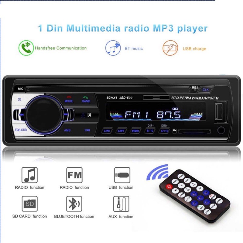 Tape Audio Mobil Multifungsi Bluetooth USB MP3 FM Radio JSD-520