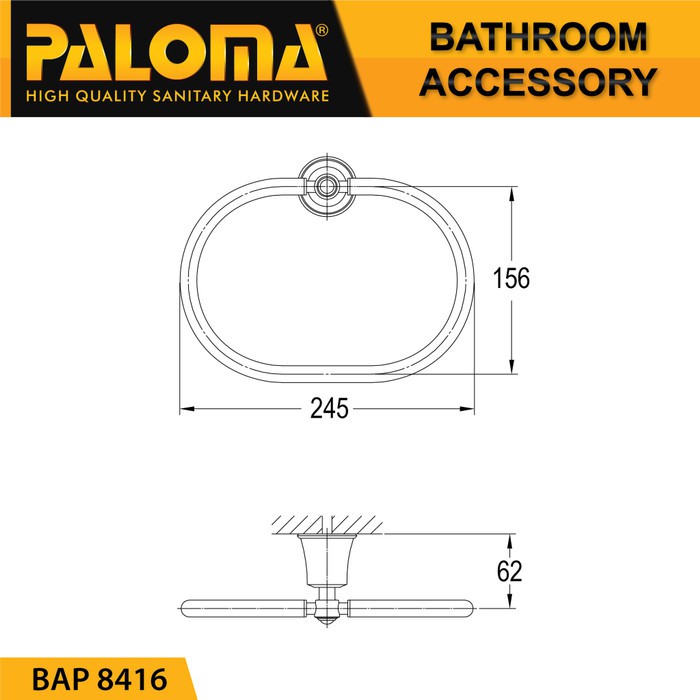 PALOMA BAP 8416 Gantungan Handuk Kain Lap Tangan Hand Towel Ring Mandi