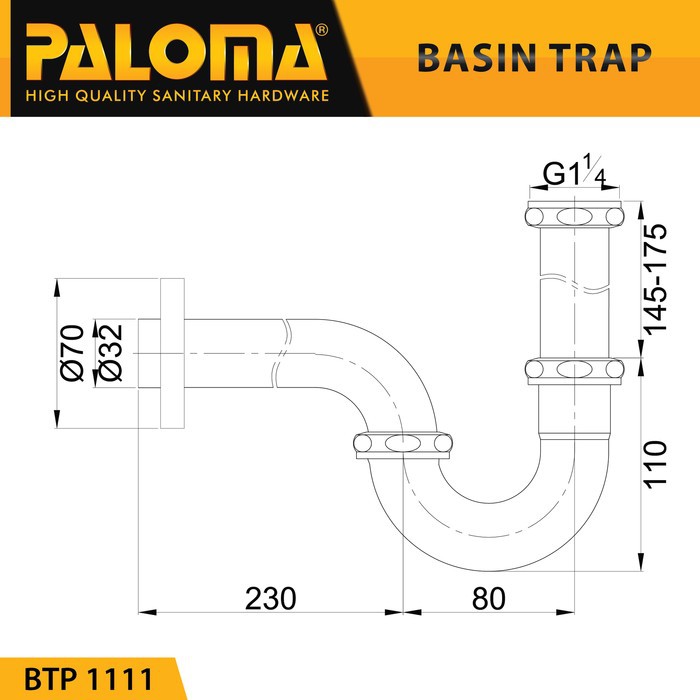 Trap PALOMA BTP 1111 Sifon Saluran Pipa Pembuangan Air Wastafel Sink