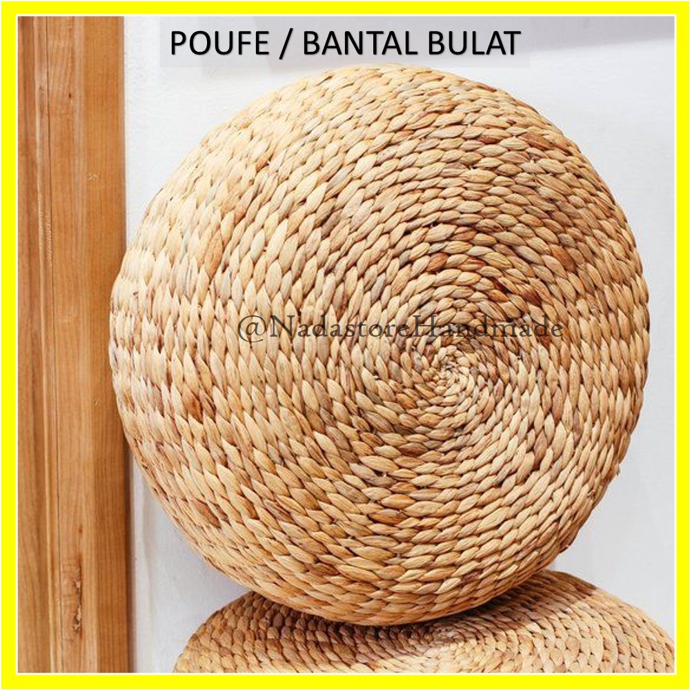 Bantal Bulat anyaman enceng gondok / Round pouffe Water Hyacinth