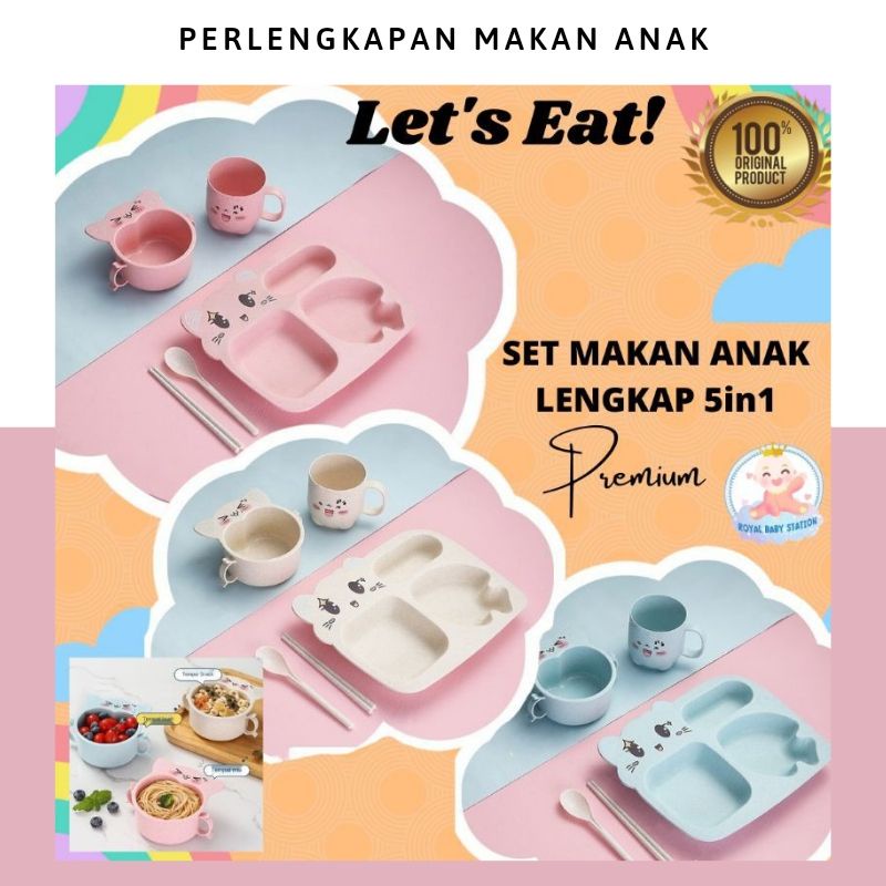 5in1 set lengkap Piring Makan Mangkok Gelas Sendok Bayi Anak