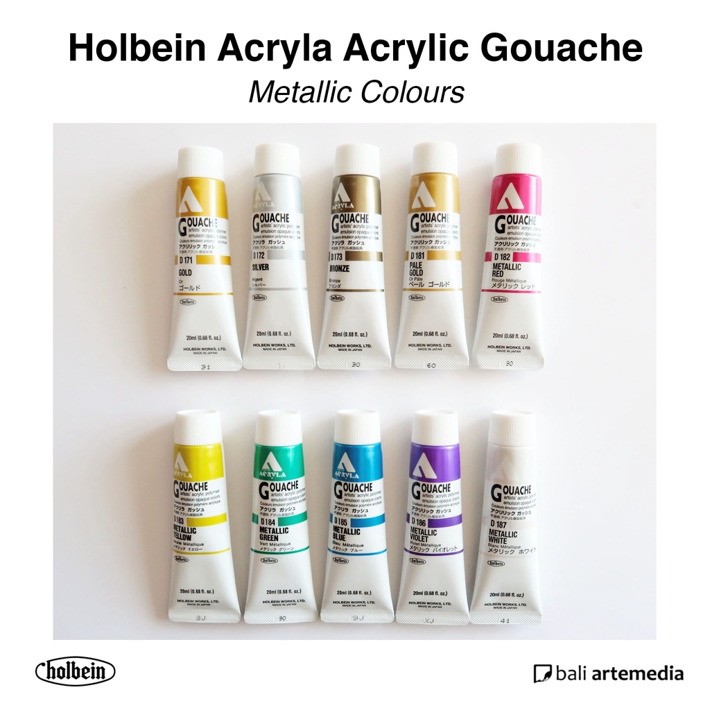 Holbein Acryla METALLIC Acrylic Gouache Paint 20ml