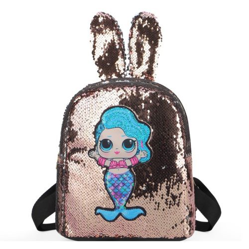 GI 550 RISCE RANSEL SEQUIN ANAK LED TELINGA KELINCI LITTLE MERMAID JAKARTA BATAM JTF