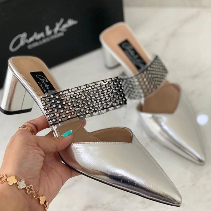 Sepatu Heels Wanita Charles And Keith Original Store Fo219 - Silver, 35 Conakryolshop