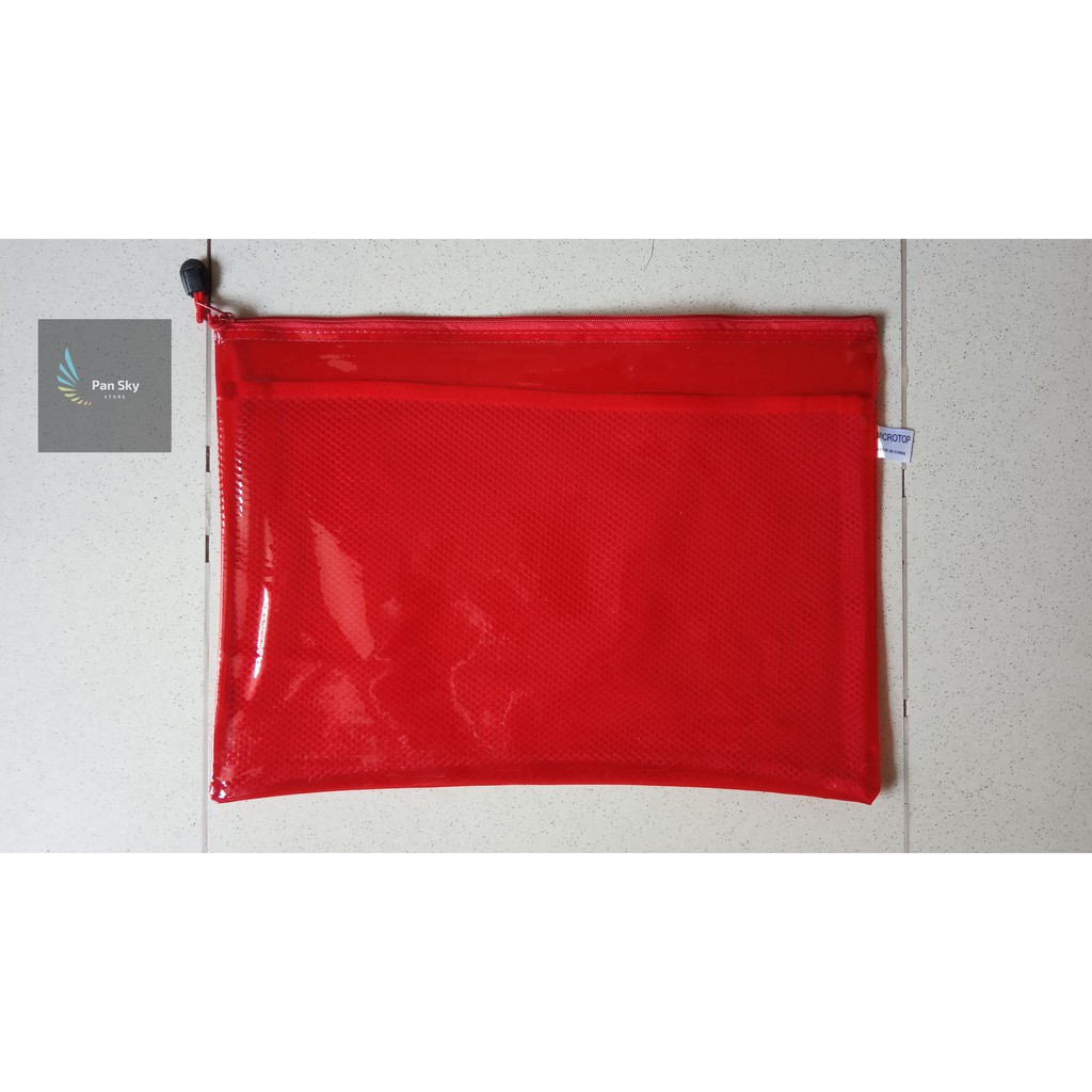 

Tas Map Data Resleting Plastik PVC / Data Zipper Bag Elastic Plastic Net B4