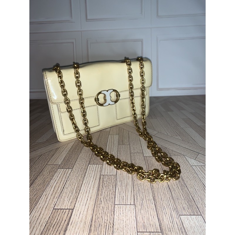 TORY BURCH GEMINI LINK CHAIN IVORY CROSSBODY SHOULDER VINTAGE AUTHENTIC PRELOVED BAG