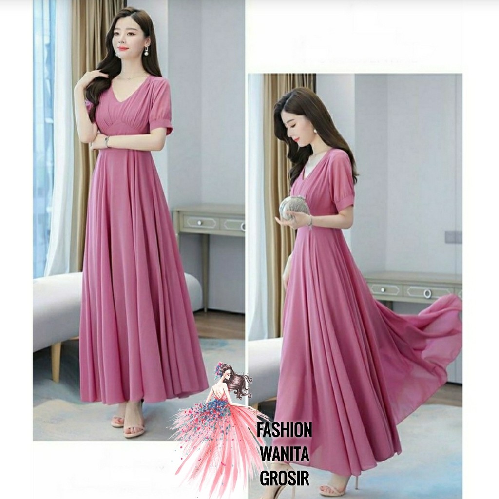 FWG - LONGDRESS SANDRA / BAJU WANITA / DRESS / DRESS WANITA / DRESS KOREA STYLE