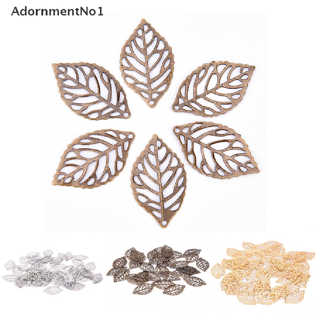 [AdornmentNo1] 50PCS Charm Filigree Hollow Leaves Pendant DIY Jewelry Making Leaves Metal Craft [new]