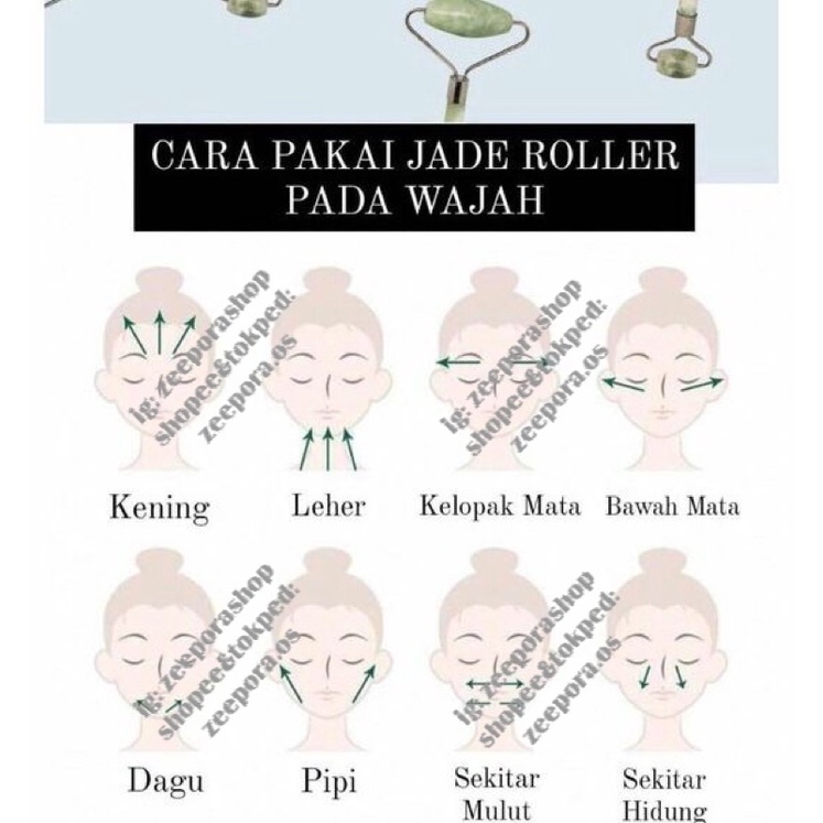 Jade Roller guasha alat pijat wajah antikerut penuaan dini facial wajah