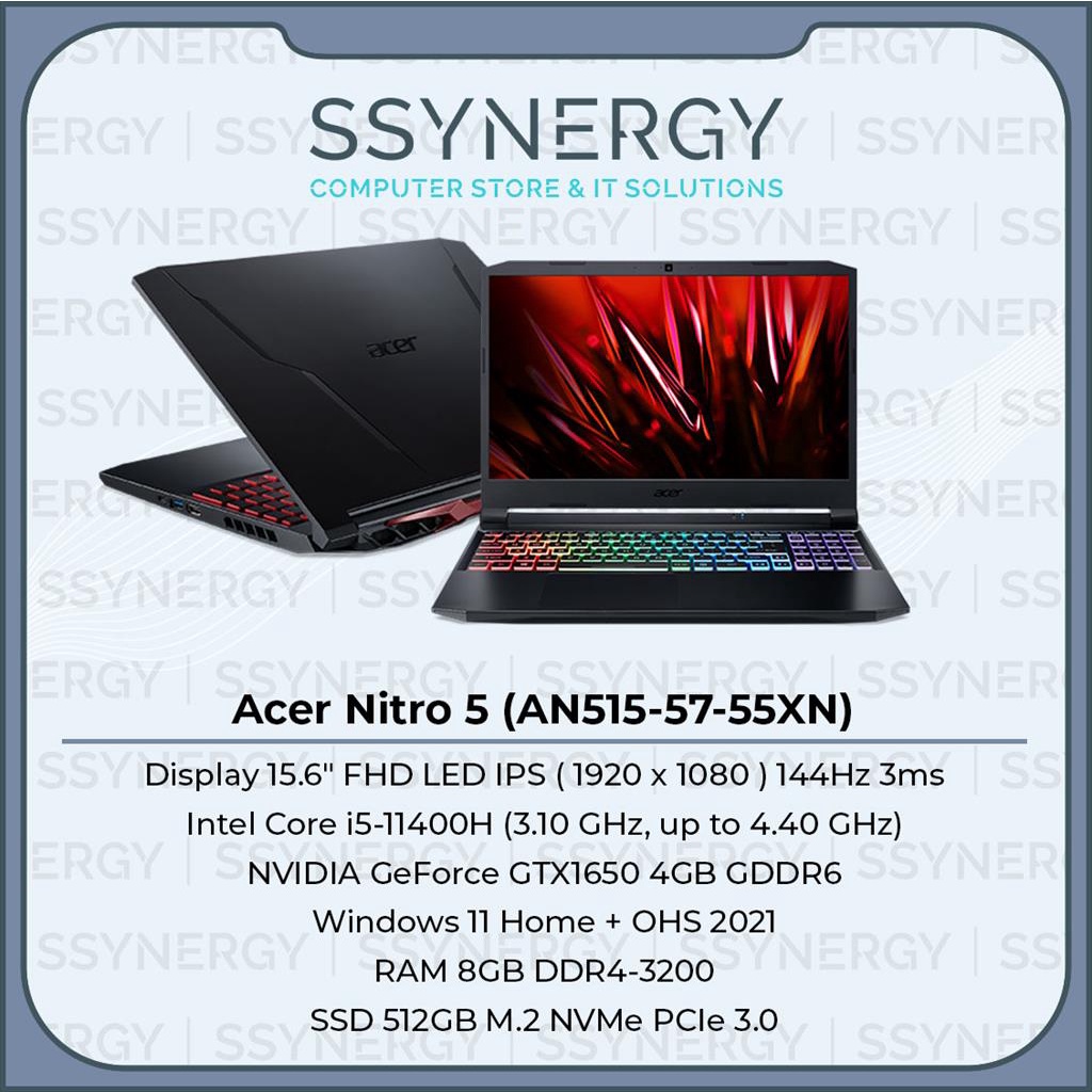 ACER NITRO 5 AN515-57-55XN i5 11400H/8GB/512GB/GTX1650/15.6"FHD
