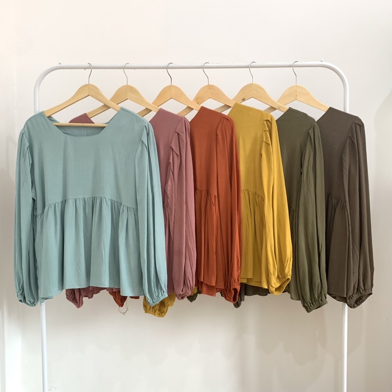 Amora Peplum Top - PLENARIO ID | Blouse wanita - Rayon crinkle - Atasan wanita - Pakaian Wanita - COD-5