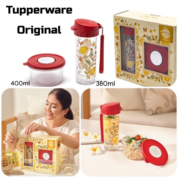 Tupperware Set Crystalwave Bekal Lengkap Kotak Makan Tas Ori Promo - Crystal Set+Box