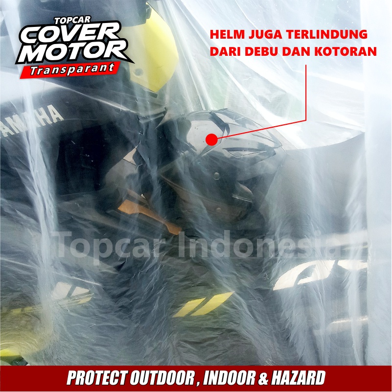 TOPCAR Cover Motor Transparant Fazzio Yamaha Plastik Waterproof Indoor Outdoor Anti Air Sarung Pelindung Pembungkus Penutup Body Jok Cat Sepeda Motor