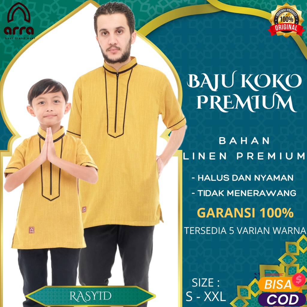 Baju Muslim Koko Kurta Pakistan Pria Dewasa Couple Keluarga Ayah Dan Anak Laki Laki Lengan Pendek Pr