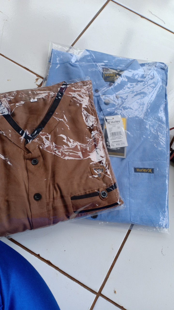 Kemeja Polos Pria Lengan Panjang Hurley Slimfit Baju Kerja