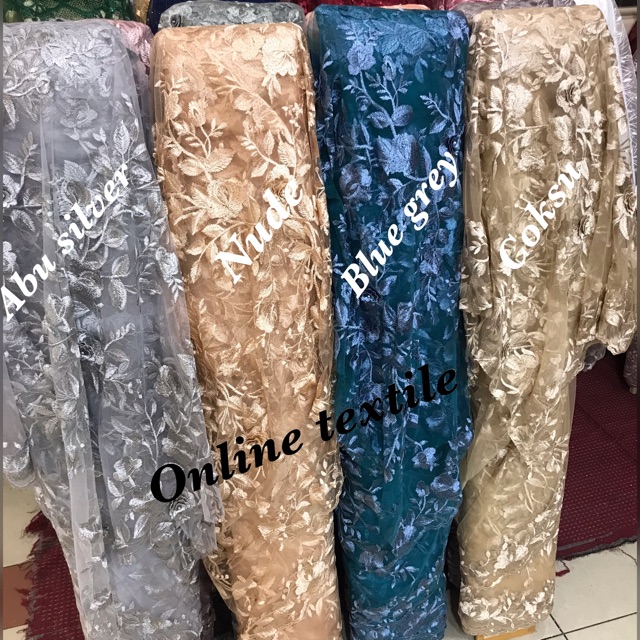 MURAH!! Kain bahan Tulle 3d mutiara / bahan brokat 3d mutiara.