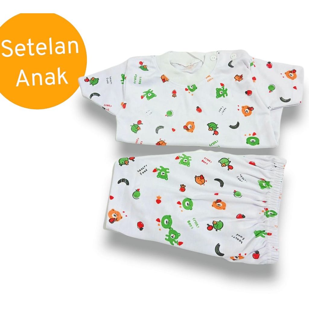 Baju Anak Laki Laki | Setelan Baju Bayi Putih FULL PRINT 6-12m