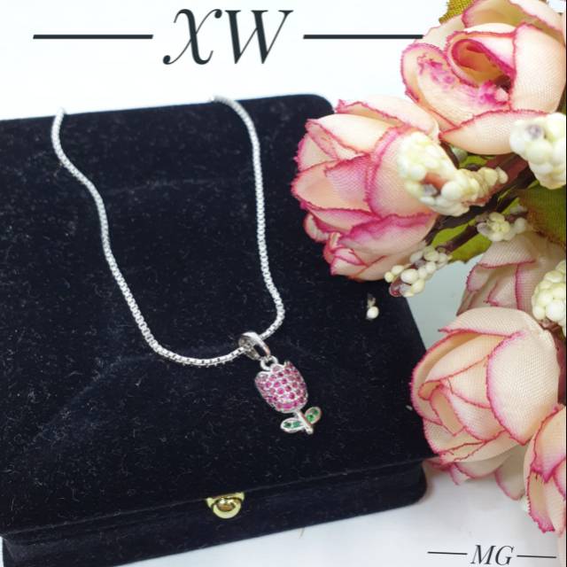 Kalung xuping tulip mata pink