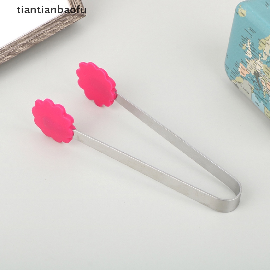 1 Pc Penjepit Makanan Bentuk Bunga Bahan Silikon Stainless Steel Non slip