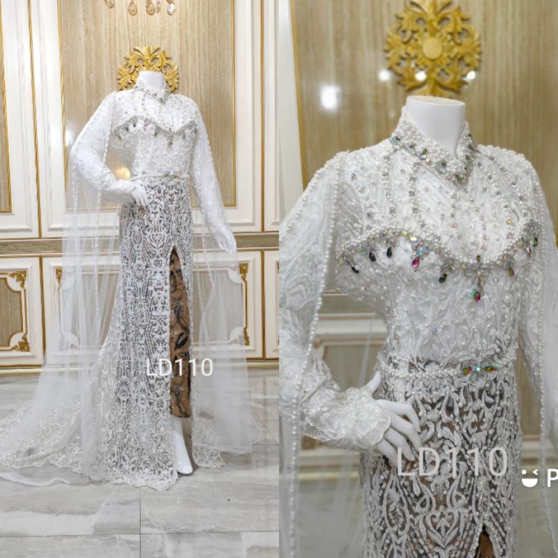 TERMURAH//KEBAYA AKAD BEREKOR JUMBO FULL PAYET MEWAH MODERN