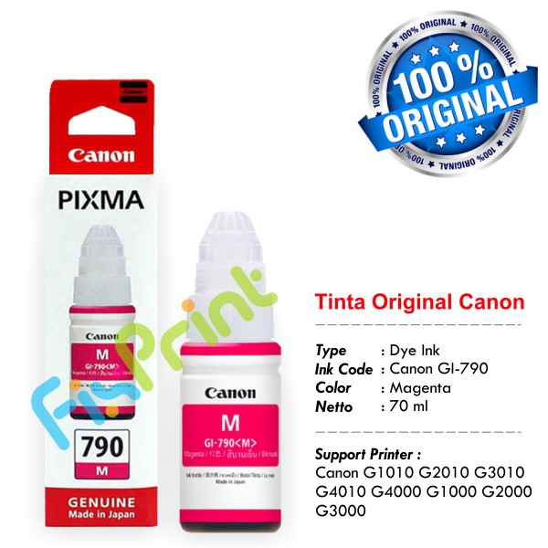 Tinta Canon GI790 790 GI-790 Printer G1000 G1010 G2000 G2010 G3000 G3010 G4000 G4010