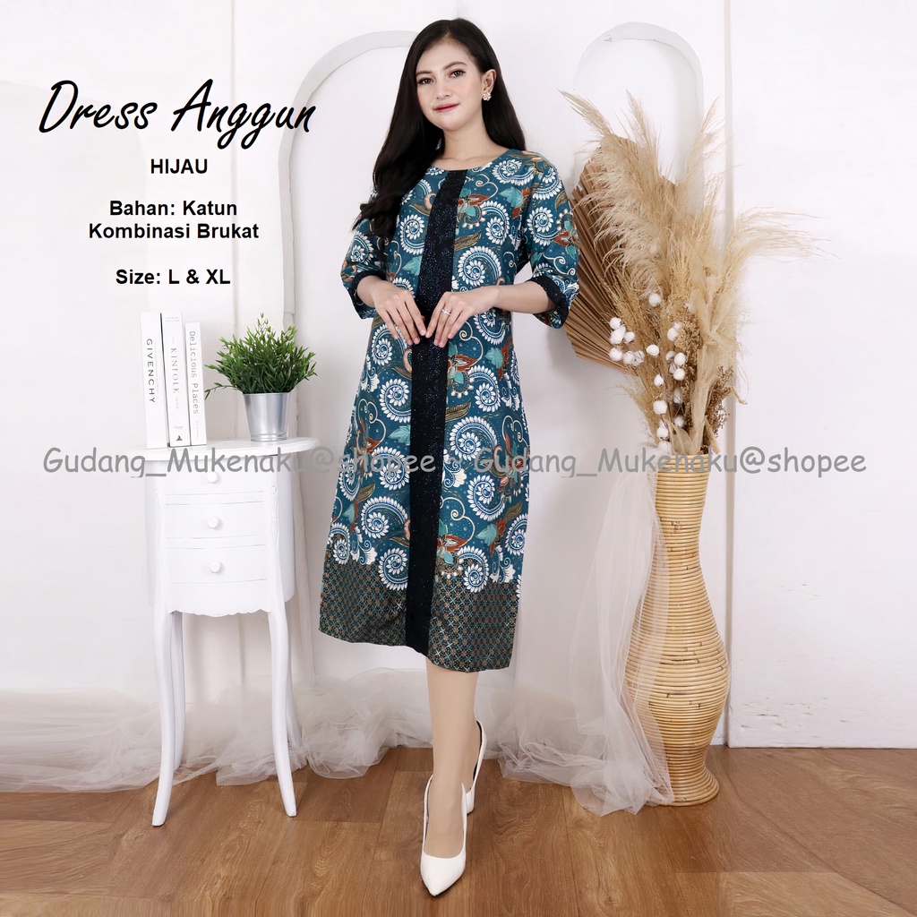 Gudang_Mukenaku Dress Anggun Bahan Katun Kombinasi Brukat Pakaian Fashion Wanita Dewasa Terbaru Premium COD bisa bayar di tujuan