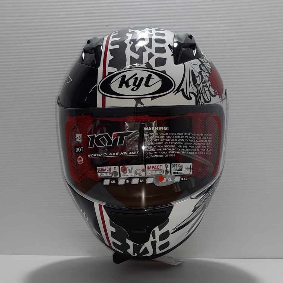 HELM FULL FACE KYT RC7 RC 7 RC SEVEN MOTIF #13 WHITE RED