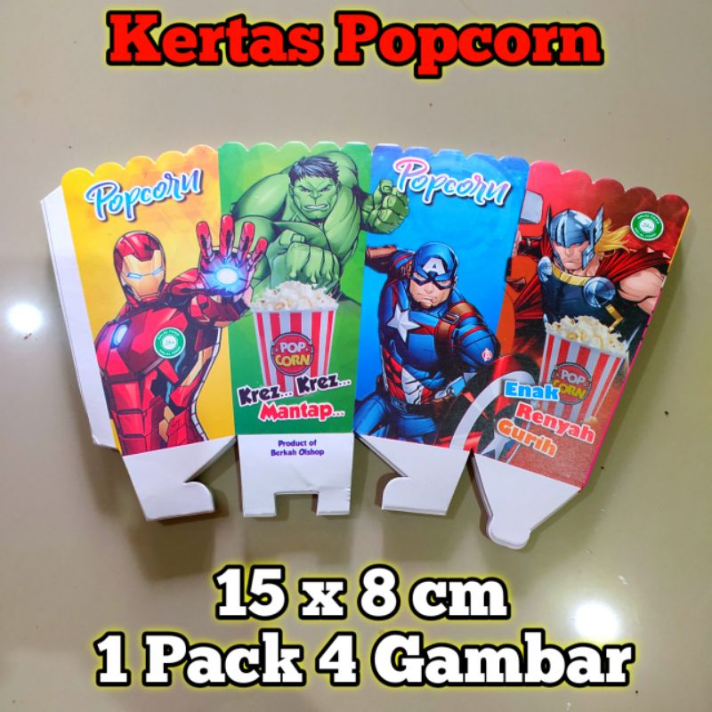 Kertas Popcorn 15x8cm Kertas Popcorn Jumbo Kertas Popcorn Besar 1 Pack 4 Gambar