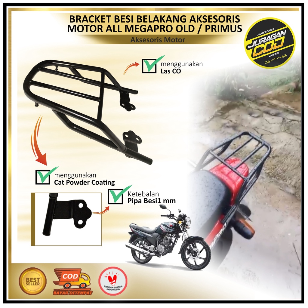 Bracket Besi Belakang Megapro old primus 2006-2010 / Aksesoris Box Honda megapro primus (COD)