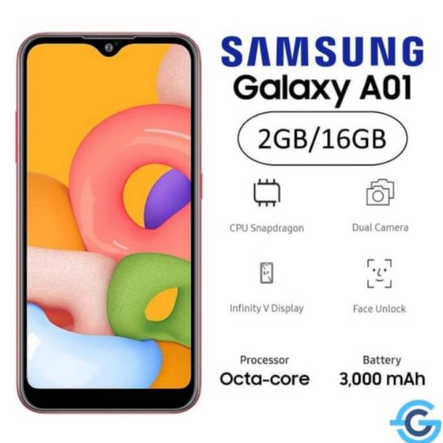 HP SAMSUNG GALAXY A01 RAM 2 16GB TERMURAH BERGARANSI RESMI ( FREE JELLY CASE + SILICON)