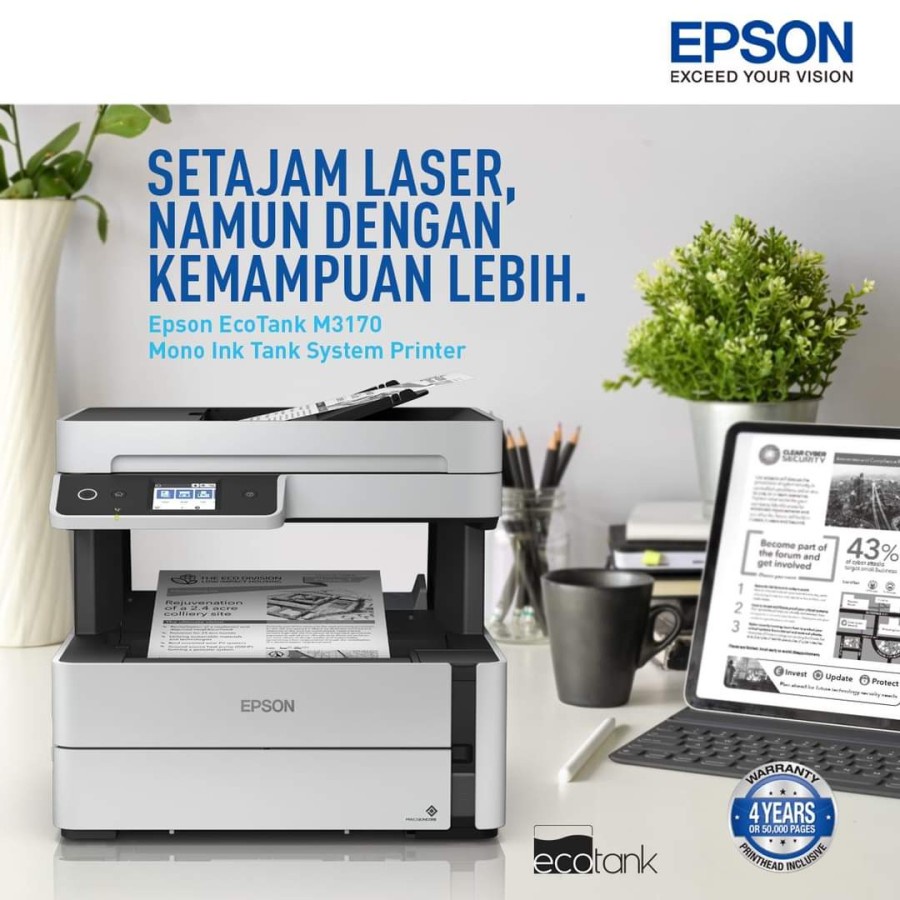 Printer Epson EcoTank Monochrome M3170 PSC WIFI ADF FAX Ink Tank Print