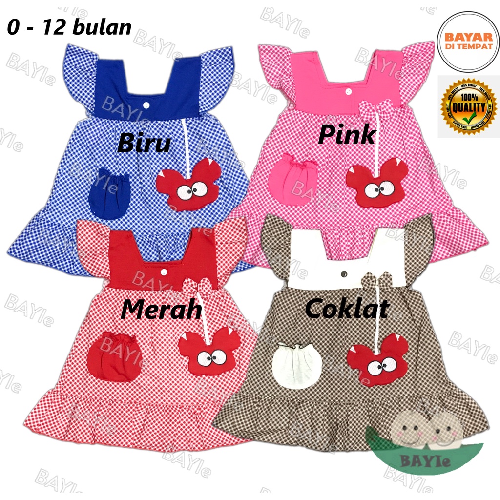 BAYIe - Baju bayi/Anak Perempuan Cewek Dress motif MINNIE PLANET KIDS/CANTIQ usia 0 -12 bulan / Pakaian anak