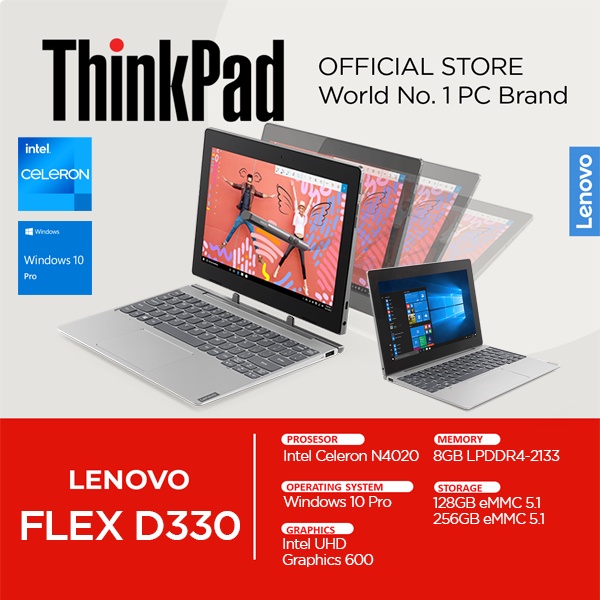 Lenovo Ideapad Flex D330 Touchscreen Intel N4020 8GB 256GB 10.1 inch IPS Windows 10 Pro Laptop dan T