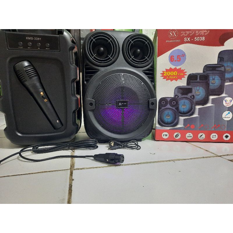 Speaker bluetooth karoke SX-5038, Bonus Free mic full bass 6,5 inch