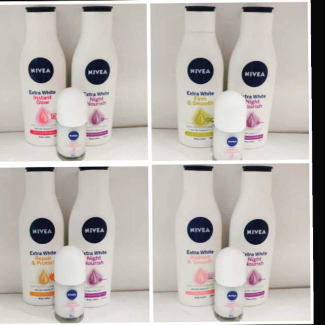 Handbody lotion nivea extra whit siang dan malam 200 ml free deo extra whtg 50 ml